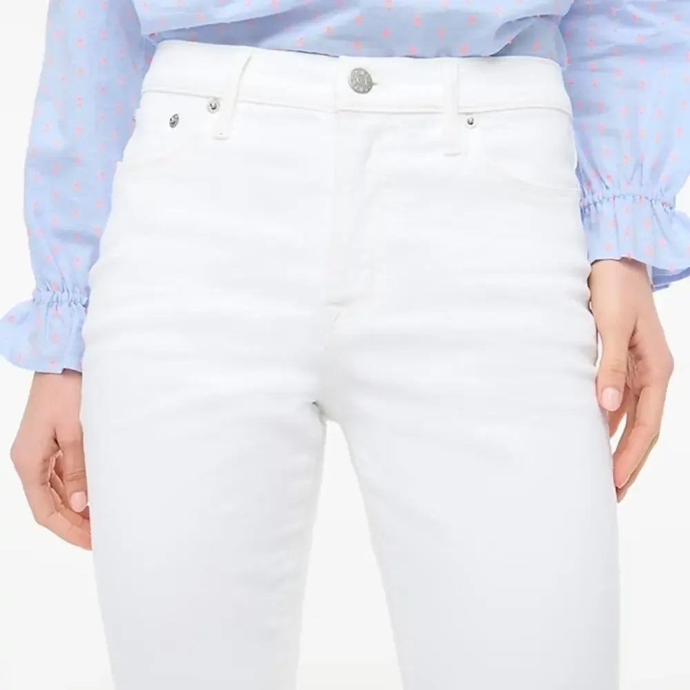 J. Crew Skinny Flare Jean Signature Stretch White Denim Perfecting Pockets 25